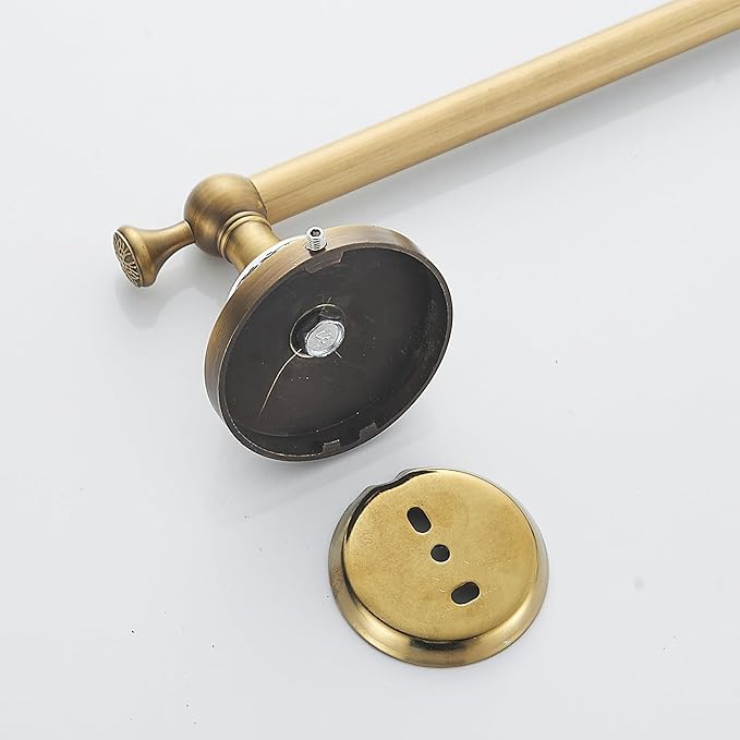 Antique Bronze Brass Towel Bar,Adjustable 15.5 to 27.5 Inch Bath Towel Bar Rack for Bathroom Towel Holder, Wall Mounted Bathroom Hardware Accessories,Porcelain Design