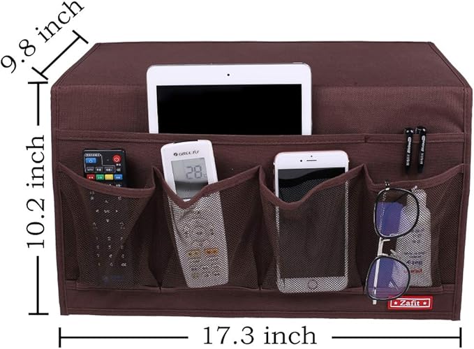 Bedside Storage Organizer - 6 Pocket Table Caddy for Remotes, Phone, Glasses (Coffee)-NeatNest