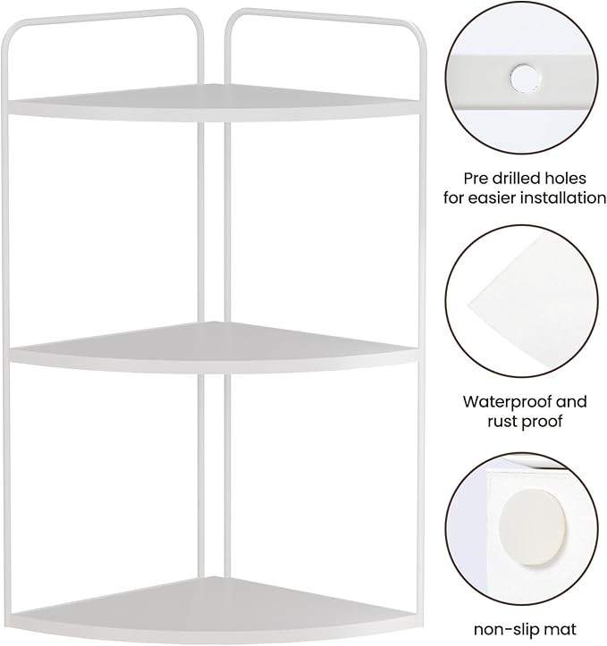 Bathroom Counter Organizer,Countertop Organizer,Vanity Organizers,Bathroom Storage,Bathroom Sink Caddy,Counter Shelf,Corner Counter,Corner Shelves(White)-NeatNest