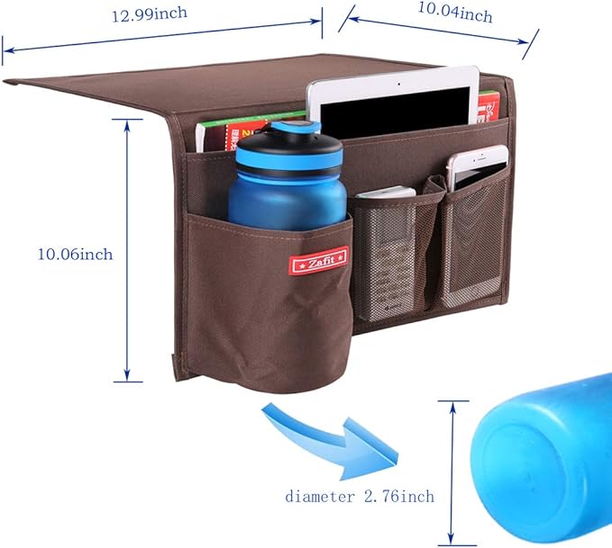 Bedside Storage Organizer - Table Cabinet Organizer Caddy for Remotes, Phone, Glasses (4 Pockets - Coffee)-NeatNest
