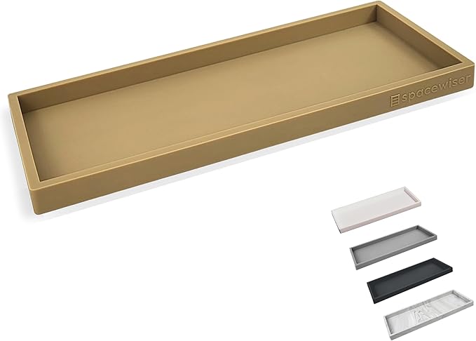 Countertop and Vanity Tray - 11.7" Silicone Bathroom Tray, Flexible Dish Soap Holder for Kitchen, Bathroom Counter Organizer, Shower Toilet Tank Trays Décor Accessories, Sink Makeup Mat Oil-NeatNest