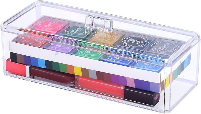 dedoot Plastic Drawer Organizer, Clear Acrylic Vanity Desk Storage and Organizer, Bathroom Display Storage Container with Lid for Jewelry, Small Items 9.17x3.7X3.46 Inch-NeatNest