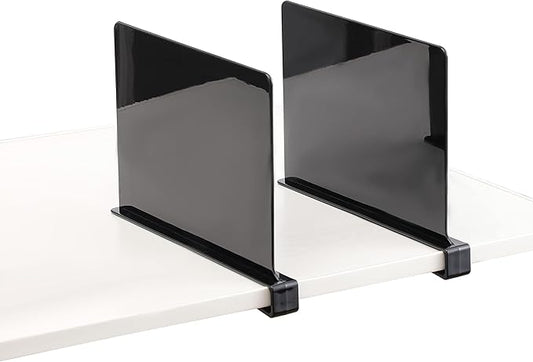 CY craft Acrylic Shelf Dividers for Closets,Wood Shelf Dividers, 2 PCS Black Shelf Separators,Perfect for Clothes Organizer and Bedroom Kitchen Cabinets Shelf Storage and Organization-NeatNest