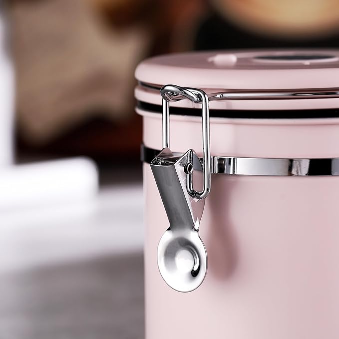 Bincoo Pink Coffee Canister, Large Stainless Steel Coffee Bean Storage Container with Date Tracker (800ML)-NeatNest