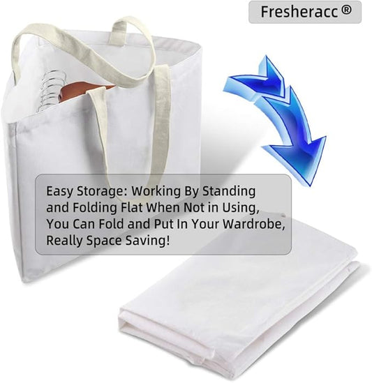 Clothes Hanger Organizer Holder for Space Saving, Hanger Triangle Storage Bag with Handles for Closet Tidier Laundry Rooms Wardrobe Drying Rack, Waterproof Portable Stacker Container (White)-NeatNest