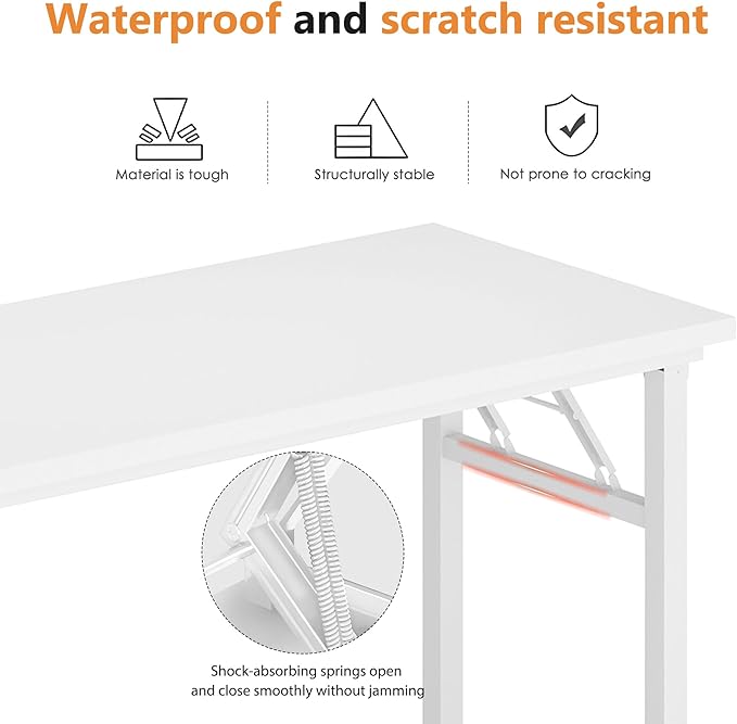 DlandHome Large Computer Desk, Folding Desk, Decent and Steady Home Office Desk/Workstation/Table 54.3inch White White-NeatNest
