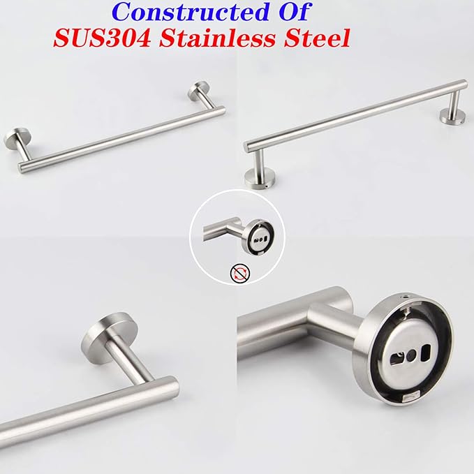 GERZWY 24-Inch Bath Towel Bar Brushed Stainless Steel Bathroom Towel Bar Contemporary Style Wall Mount for Bath Kitchen AG1101C60-LS