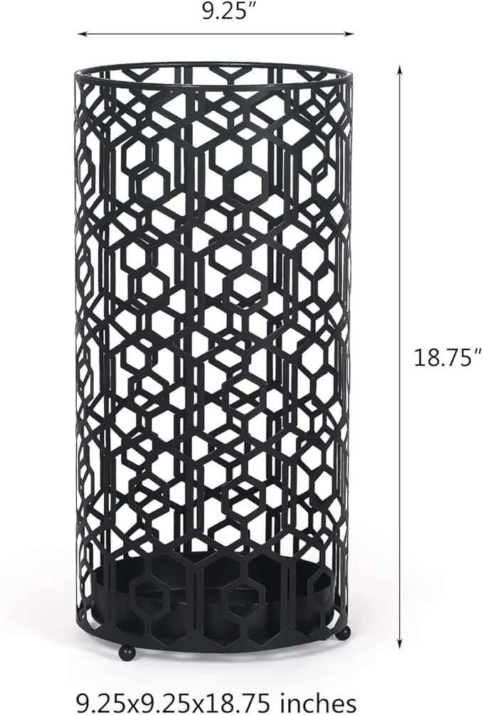 Adeco Metal Umbrella Stand for Entryway Black Round Umbrella Holder Porta Ombrello Indoor Outdoor