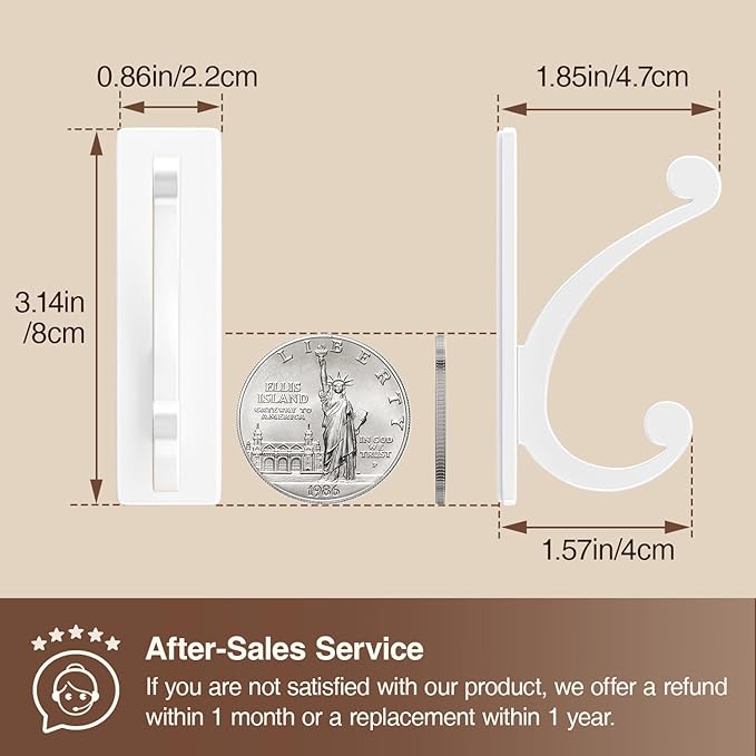 Adhesive Wall Hook for Towel/Coat - Extra Sticky 10LB Stainless, Stick on Hanger for Bath or Shower, Matt White 4-Pack