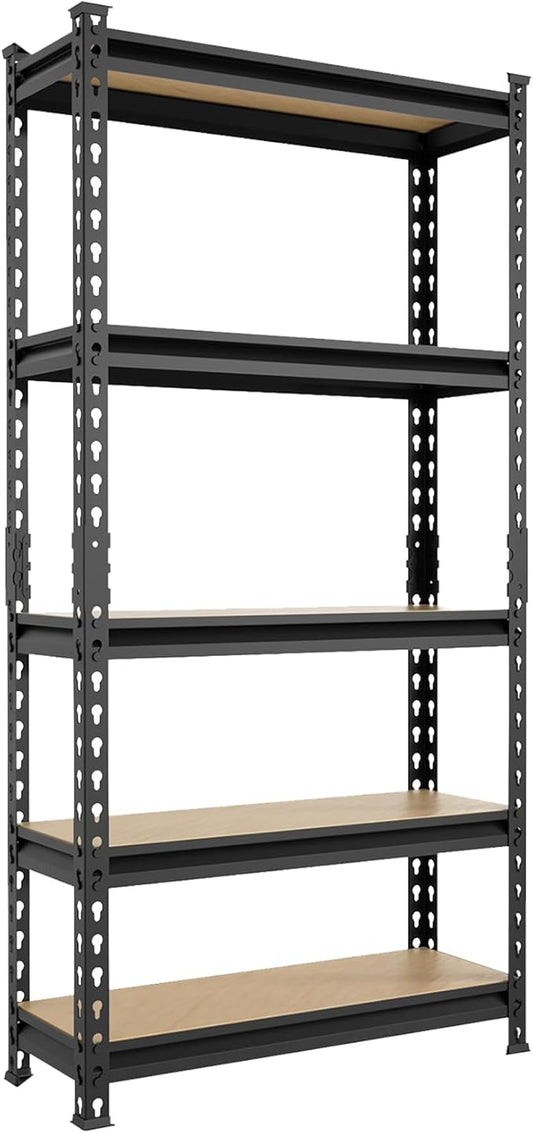 BIG RED Storage Shelving Unit, 5-Tier Adjustable, Heavy Duty Metal Garage Shelves/Utility Rack for Kitchen, Pantry, Basement, Bathroom, Laundry - 2,000 lbs Capacity, Black, 72" H x 35" W x 12" D-NeatNest