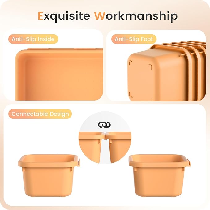 A-LUGEI【𝟰𝟲𝗣𝗖𝗦 & 5 Size】Tool Box Organizer Tray Divider Set,【Orange】Desk Drawer Organizer, Garage Organization and Storage Toolbox Accessories Rolling Tool Chest Cart Cabinet WorkBench Small Part-NeatNest