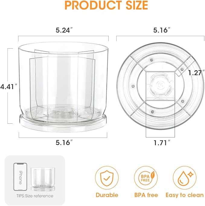 AIEVE Drink Packet Organizer, 360° Rotating Lazy Susan Turntable Powdered Drink Mix Holder, Acrylic Water Packet Container for Pantry Organizer Kitchen Storage Organization (Round)