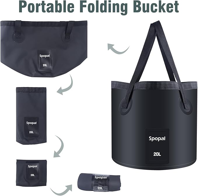 Collapsible Bucket with Handle 20L, Multifunctional Folding Water Container for Camping, Hiking, Traveling, Fishing, Laundry, Gardening, Waterproof, Durable, Lightweight-NeatNest