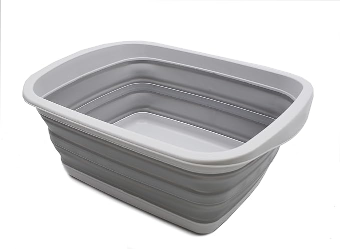 SAMMART 10L (2.6 Gallon) Collapsible Tub-Foldable Dish Tub-Portable Washing Basin-Space Saving Plastic Washtub (Grey, 1)-NeatNest