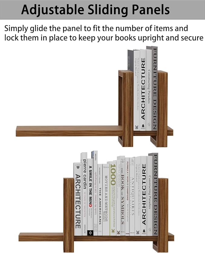Adjustable Desktop Bookshelf, Retro Tabletop Bookshelf, Desk Shelf for Top of Desk in Living Room, Home, Office, Perfect for Magazine, Books, Cookbooks, No Tools Required to Assemble (Brown)-NeatNest
