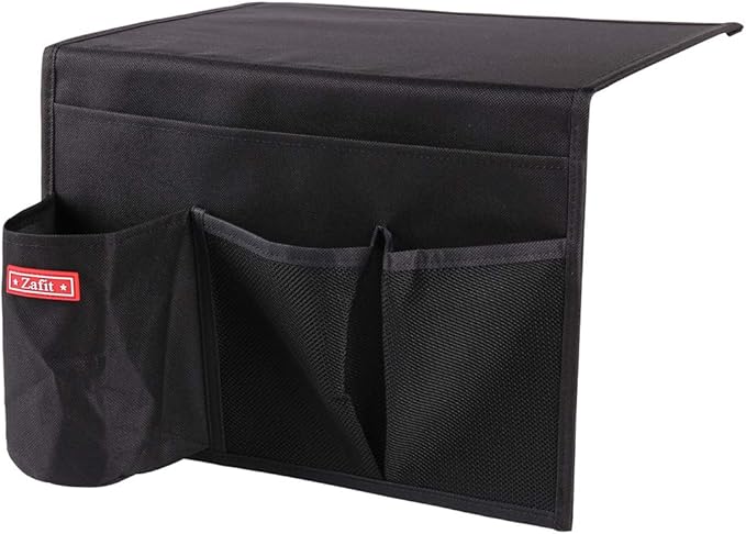 Bedside Storage Organizer - Table Cabinet Organizer Caddy for Remotes, Phone, Glasses (4 Pockets - Black)-NeatNest