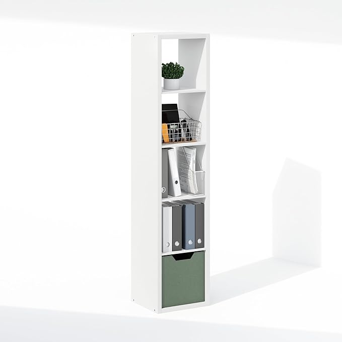 Furinno Cubic Open Back Multipurpose Clothing & Closet Storage Organizer Shelf, 5-Cube, White