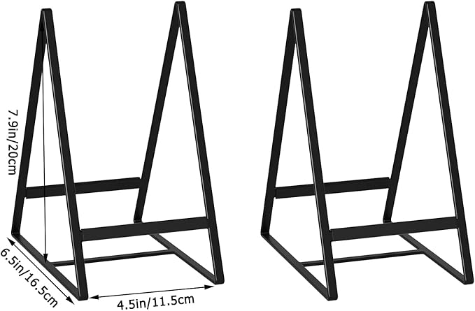 2 Pack Triangle Plate Holders Organizers Large Upright Cabinet Dish Drying Racks Metal Plate Dish Organizers Racks Stands for Countertop and Cupboard Black