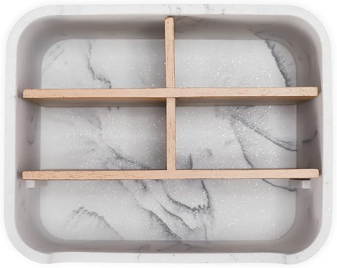 Desk Organizer, Marble Remote Holder for Table, Modern Office Controller Pen Phone Holder Organizer, Stylish Caddy and Storage Accessories for Bedside Nightstand Desktop Coffee Table-NeatNest