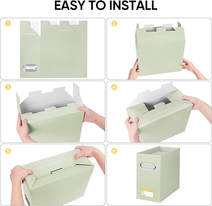 BALEINE File Organizer Box, Cardboard File Folder Organizer with Handle for Letter Size, Portable Collapsible Hanging Filing Box for Home Office Document Storage (2 Pack, Beige)-NeatNest