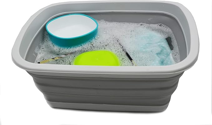 SAMMART 10L (2.6 Gallon) Collapsible Tub-Foldable Dish Tub-Portable Washing Basin-Space Saving Plastic Washtub (Grey, 1)-NeatNest