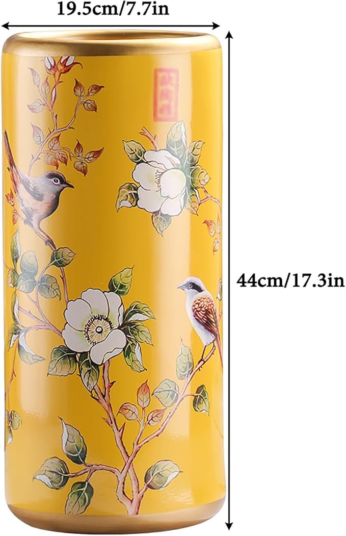 Ceramic Umbrella Stand Living Room Floor-Standing Freestanding Cane Chinese Umbrella Stand Multifunctional Painted Porcelain Vintage Ceramics Flower Vases for Home Office Entrance Indoor(A)-NeatNest
