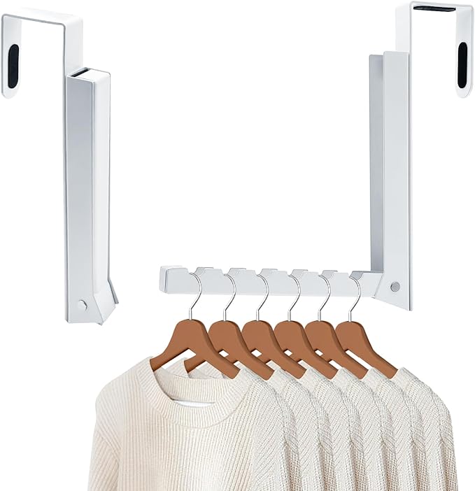 Over The Door Hanger Hooks for Clothes, Over The Door Coat Hook Portable Clothes Drying Rack for Laundry Foldable Rack Space Saving - 2 Pack