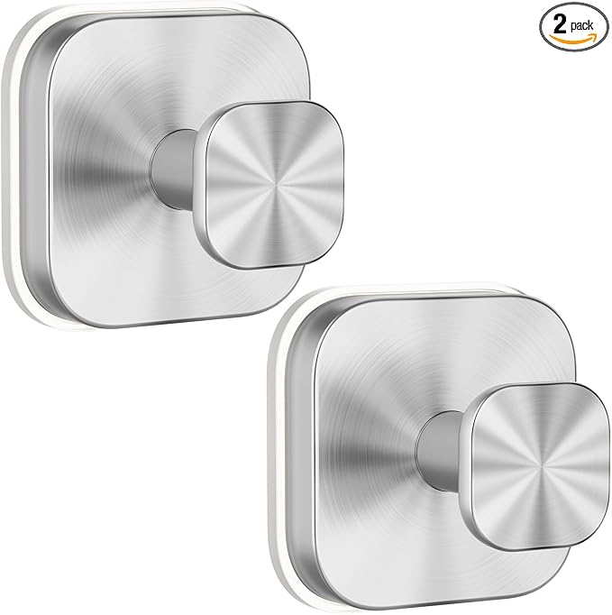 BKV Suction Cup Hooks for Shower,Heavy Duty Shower Hooks for Bathroom Wall,Glass Windows,Smooth Doors to Hang Towels,Robes,Coat,Reusable Suction Cup Wreath Hanger for Christmas Wreaths-Silver(2 Pack)-NeatNest