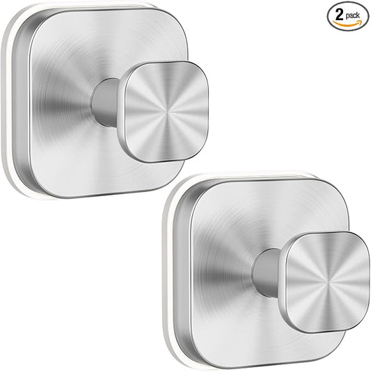 BKV Suction Cup Hooks for Shower,Heavy Duty Shower Hooks for Bathroom Wall,Glass Windows,Smooth Doors to Hang Towels,Robes,Coat,Reusable Suction Cup Wreath Hanger for Christmas Wreaths-Silver(2 Pack)-NeatNest