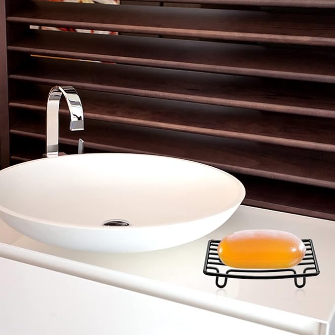 Bar Soap Dish Holder for Shower Bathroom Stainless Steel Rust Proof Self Draining, Black-1 Pack-NeatNest