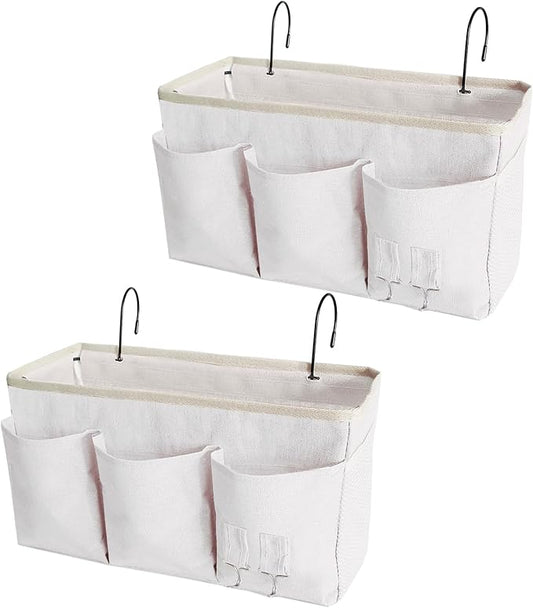 Bedside Caddy, Bedside Hanging Storage Organizer forBunk and Hospital Beds,College Dorm Bed,Can be Placed Glasses Books Mobile Phones (White 2)…-NeatNest