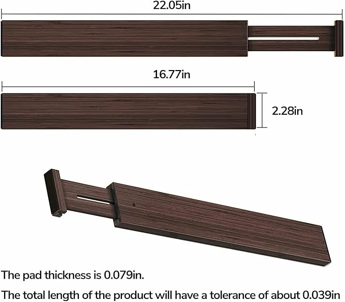 BAMEOS Drawer Divider,Expandable Bamboo Separators Adjustable Utensil Knife Fork Tool Kitchen Organizer, Clothes Fabric Drawer Organizer In Bathroom Bedroom Office, Cabinet Dresser Organizer 4-pack-NeatNest