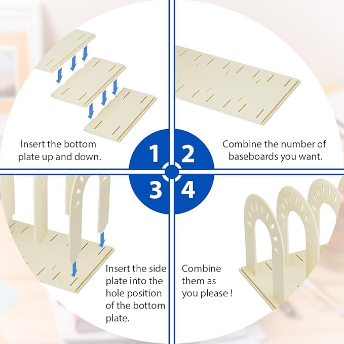 Adjustable Vertical File Sorter, Sturdy Plastic Expandable Upright File Holder for Notebooks, Magazines, Desktops, Bookshelves and Offices, Easy to Assemble and Expand, White