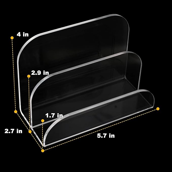 Acrylic Mail Organizer 2 Sections, File Organizer for Desk Clear Desk Organizer File Sorter File Folder Holder Mail Organizer Letter Holder for Envelopes, Mail(2 Packs)