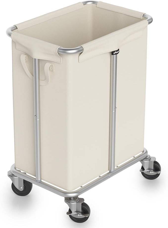 Laundry Basket with Wheels, Rolling Laundry Hamper 170L Large Dirty Clothes Hamper Cart with Metal Frame and Removable Bag, Hampers for Bedroom, Bathroom, and Laundry Room Organization, Beige
