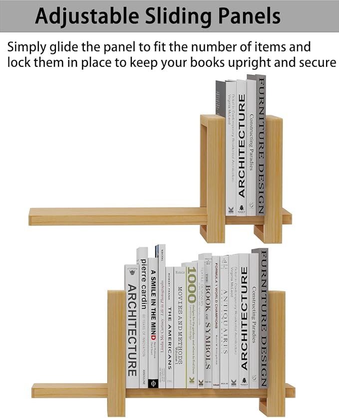 Adjustable Desktop Bookshelf, Retro Tabletop Bookshelf, Desk Shelf for Top of Desk in Living Room, Home, Office, Perfect for Magazine, Books, Cookbooks, No Tools Required to Assemble (Yellow)-NeatNest