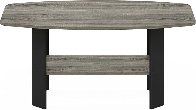 Furinno Simple Design Coffee Table, French Oak Grey/Black-NeatNest
