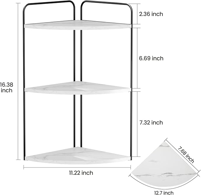 Bathroom Counter Organizer,Countertop Organizer,Vanity Organizers,Bathroom Storage,Bathroom Sink Caddy,Counter Shelf,Corner Counter,Corner Shelves(Black-White Marble)-NeatNest