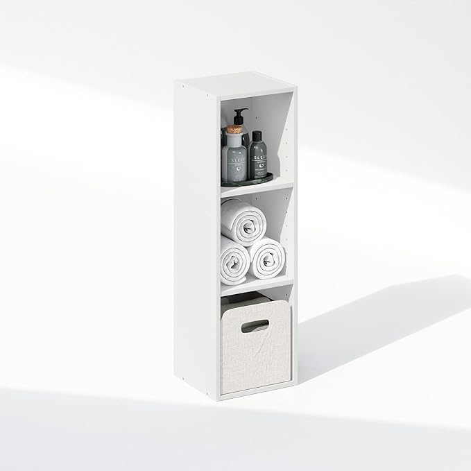 Furinno Reed 3-Tier Multipurpose Closet Storage Organizer Shelf, 10-Inch Width, White-NeatNest