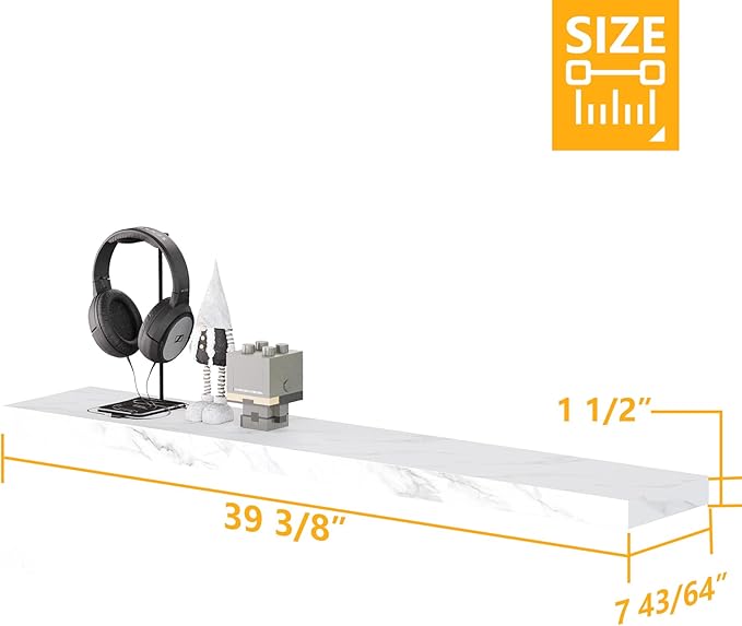 BAMEOS Floating Shelves,40 in W x 8in D Wall Mounted Wooden Shelves with Invisible Brackets Set of 2, Hanging Wall Shelves Decoration for Bedroom, Bathroom, Living Room and Kitchen-NeatNest
