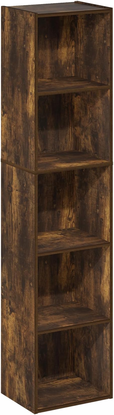 Furinno Pasir 5-Tier Open Shelf Bookcase, Bookshelf, Amber Pine-NeatNest