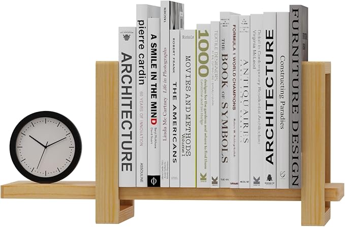 Adjustable Desktop Bookshelf, Retro Tabletop Bookshelf, Desk Shelf for Top of Desk in Living Room, Home, Office, Perfect for Magazine, Books, Cookbooks, No Tools Required to Assemble (Yellow)-NeatNest