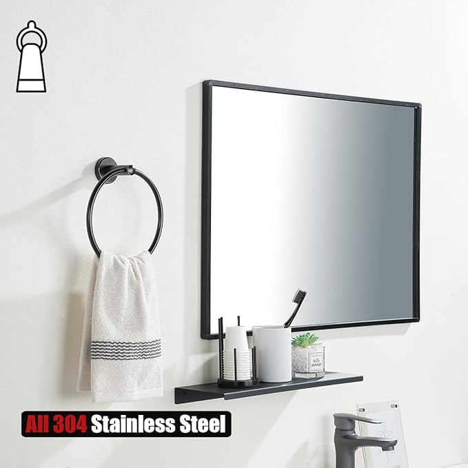 JQK Towel Ring Oil Rubbed Bronze, Stainless Steel Hand Towel Holder for Bathroom, ORB Wall Mount, TR130-ORB