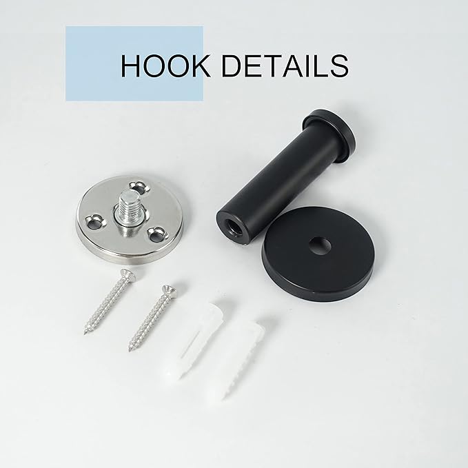 Bath Towel Hooks, 6 Pack Round Coat Hooks, Sturdy Wall Mounted Robe Hook, SUS 304 Stainless Steel Heavy Duty Clothes Hanger, Wall Towel Hooks for Bathroom Bedroom Kitchen (3 in, Black)
