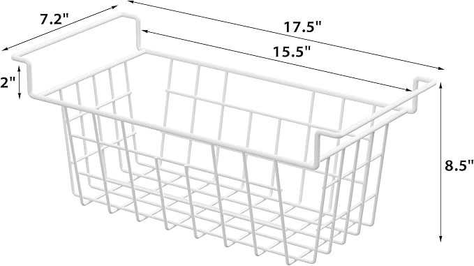 Chest Freezer Organizer Bins, Deep Freezer Basket Storage Wire Metal Hanging Baskets 17.5inch 2Packs
