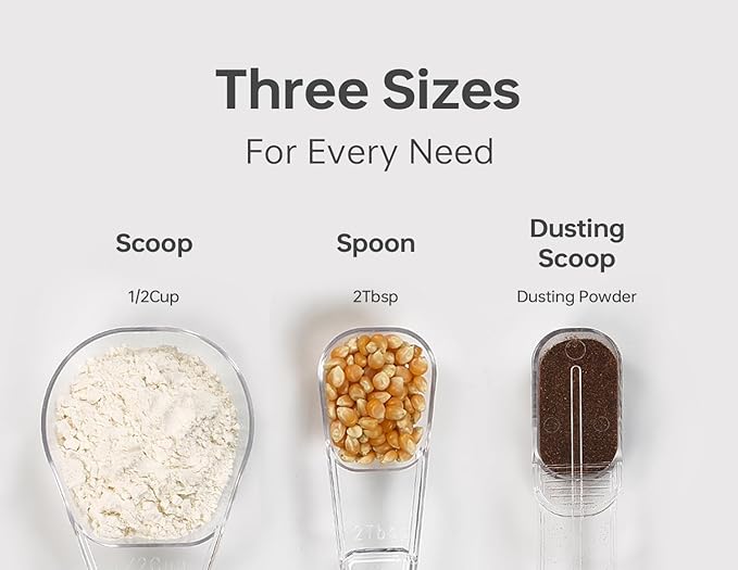 Felli Flip Tite Food Storage Container with Scoop & Lid 5" LARGE Airtight Ring Top, Acrylic Canister Jar for Sugar Flour Baking Powder Protein Rice Pasta Kitchen Organizer Gift Set (10pk, Variety)-NeatNest