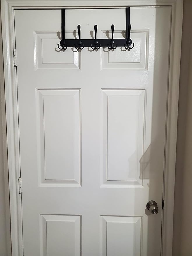 Encozy Over The Door Hooks,Coat Rack for Hanging Clothes Hat Towel (Heavy Duty Black 1pcs) …