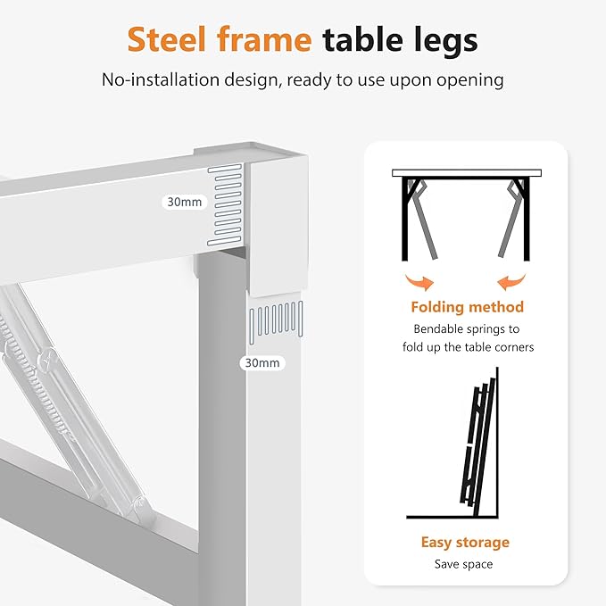 DlandHome Computer Desk 62 inches Office Desk Computer Table Study Writing Desk Workstation for Home Office Metal Frame Teak and White-NeatNest