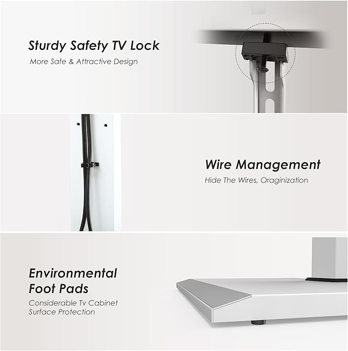 FITUEYES Iron Base Floor TV Stand with Power Strip, Tall TV Stand with Swivel Mount for 50-85 Inch Plasma Flat Panel or Curved Screen TVs Height Adjustable Wire Management MAX VESA 800x400 mm