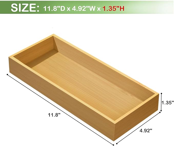 Desktop organizer, Bamboo storage tray for small tools, For office cabinets Bathroom 11.8x4.92x1.34 Inches(1 - PCS)-NeatNest